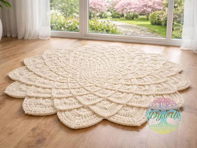 Ivory Crochet Mandala Rug - Handmade ...