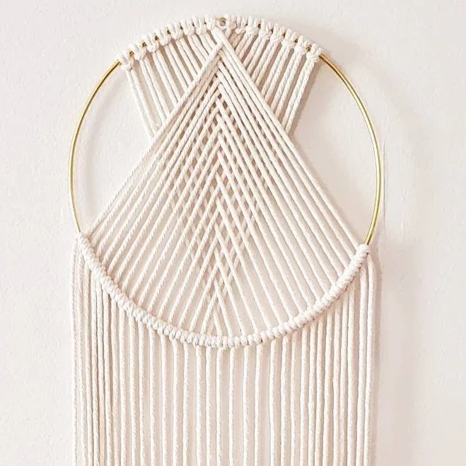 Macrame Wall Hanging Gold Ring Handma...