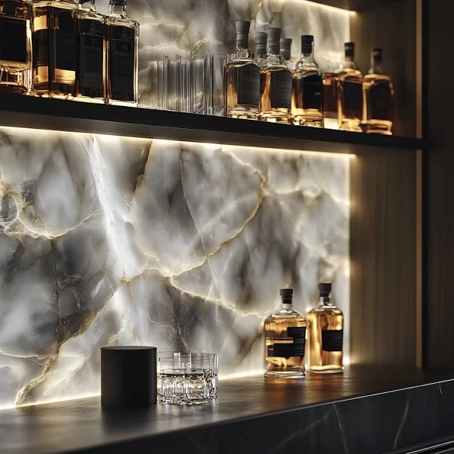 Marble Wall Panels - Onyx Grey Backli...