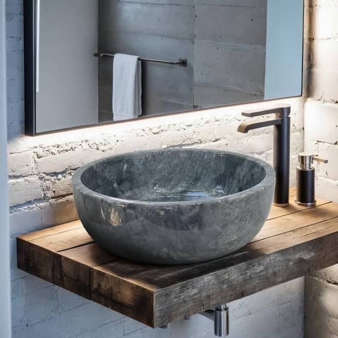 Dark Grey Marble Vessel Sink