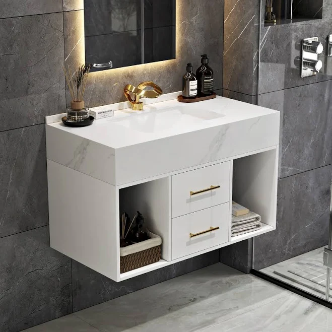 Floating Bathroom Vanity Cultured Mar...