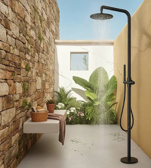 Curved Freestanding Outdoor Shower - ...
