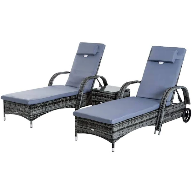 Outsunny 3-Piece Outdoor Chaise Loung...