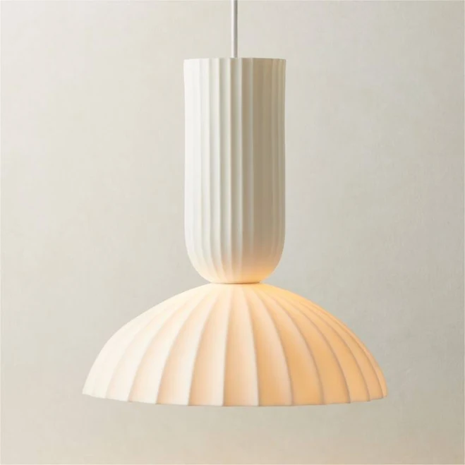 Jeanne Fluted White Porcelain Dome Pe...