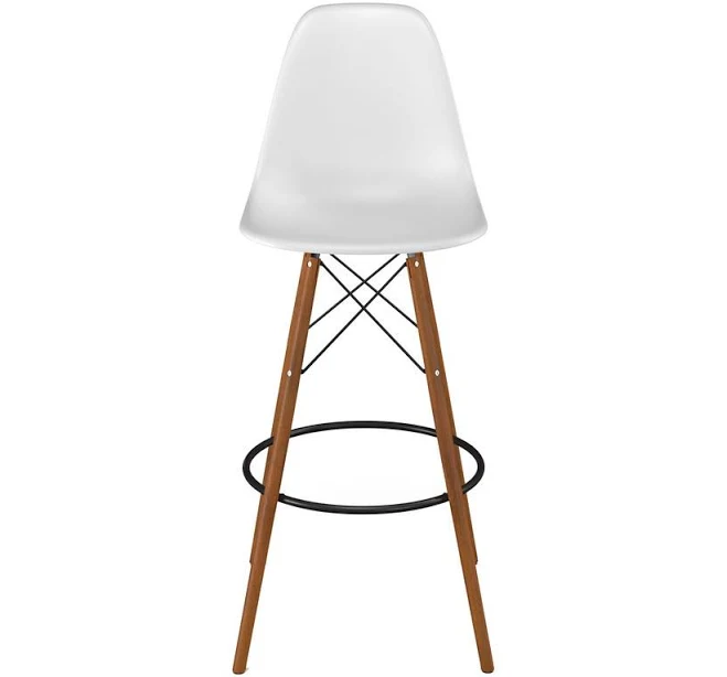 Molded Plastic Bar Stool with Wood Legs