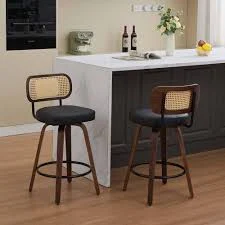 Black Modern Bar Stools Set of 2, Rat...