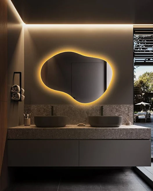 Irregular LED Backlit Bathroom Mirror...