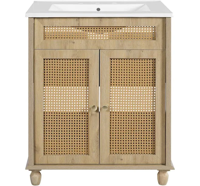 JEAREY 30-Inch Natural Wood Single Si...