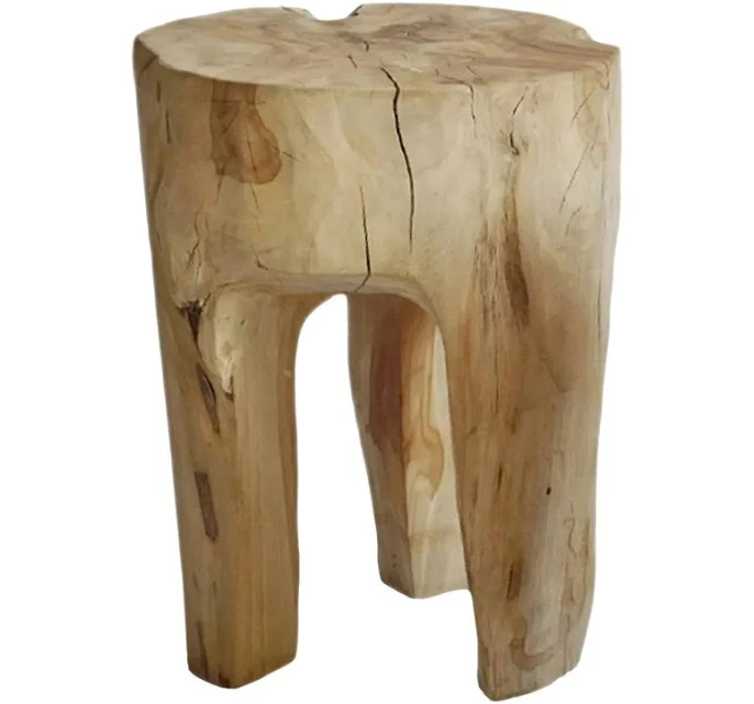 Organic Raw 3 Leg Teak Stool / Side T...