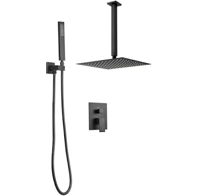 VEVOR Matte Black Rainfall Bathroom S...