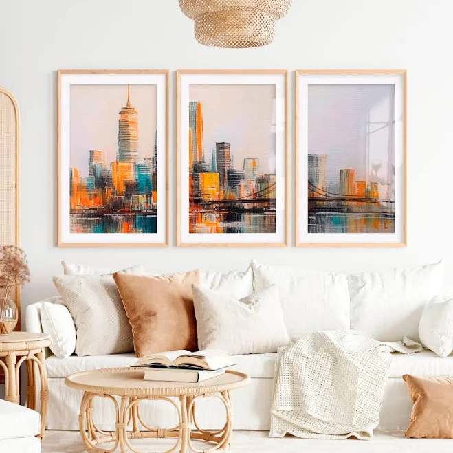 Abstract Cityscape 3 Piece Modern Sky...
