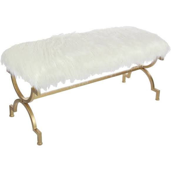 Benzara Charming Faux Fur Bench