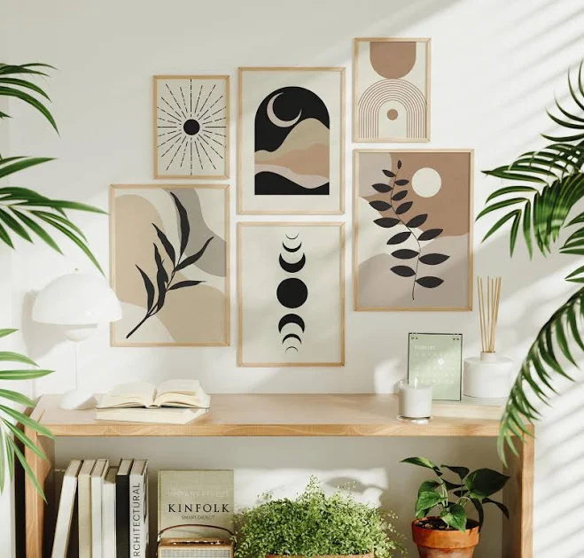 Boho Botanical Gallery Wall Art Set o...