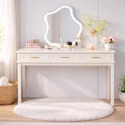 ModernLuxe Cream White Makeup Vanity ...