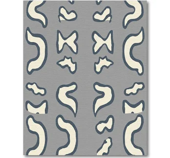 Organic Cream Blue Abstract Shapes Ru...