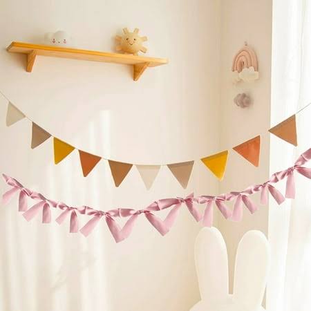 Pink Bow Garland Banner