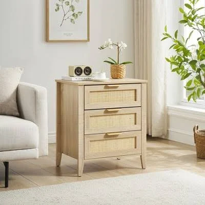 Boho 3 Natural Rattan Nightstand
