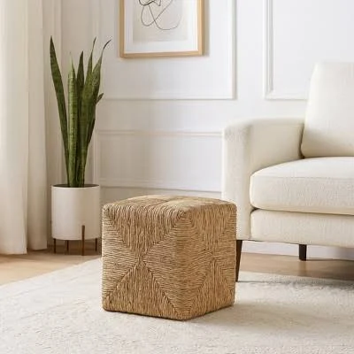 Decorative Square Woven Ottoman