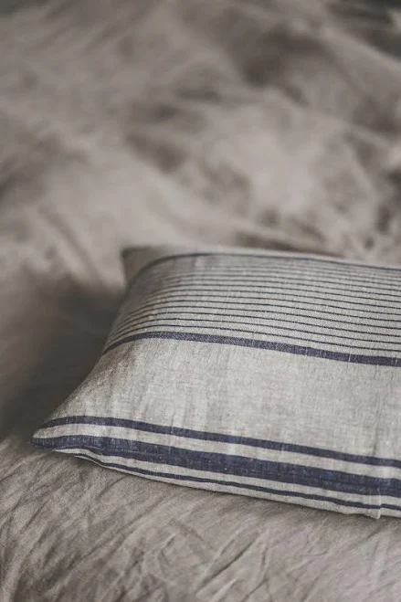 French Style Linen Pillowcase with Bl...