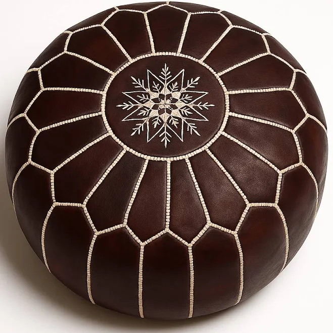 Genuine Leather Round Ottoman