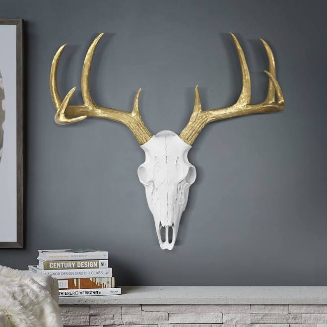 Wall Charmers White + Gold Deer Skull...