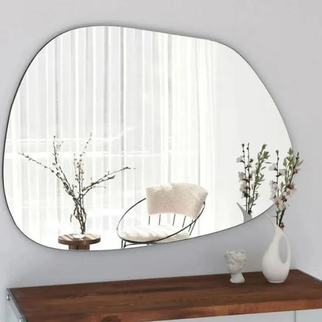Asymmetrical Frameless Wall Mirror, L...