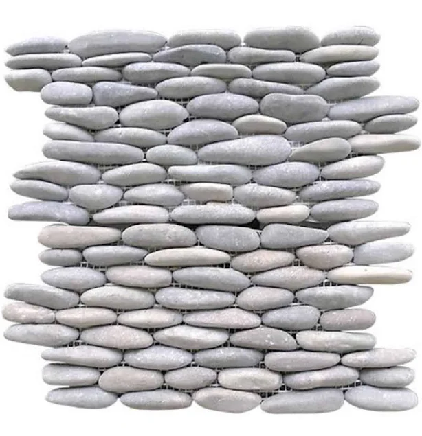 Stacked Stone Pebble Tile - Light Gre...