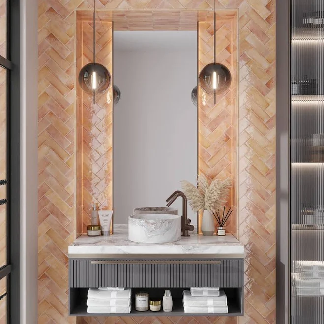 Pink 2.5 x 8 Glossy Ceramic Subway Tile