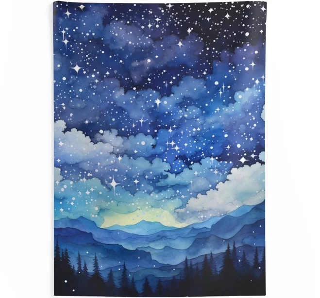 Night Sky Watercolor Tapestry