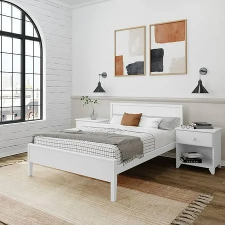 Plank+beam Solid Wood Bed Frame with ...