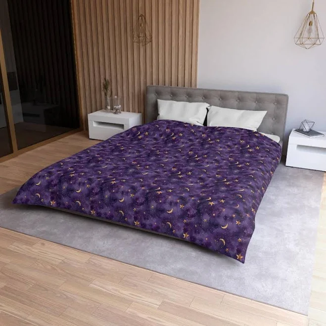 Purple Moon and Star Microfiber Duvet...