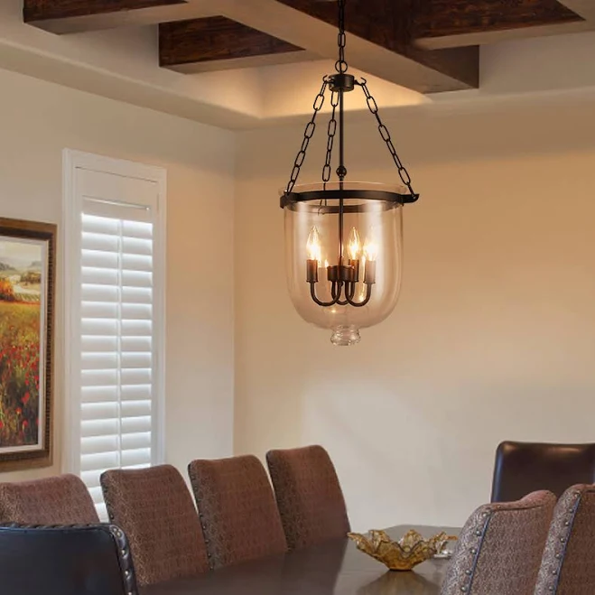 Homary Rustic Bell Jar Pendant Light