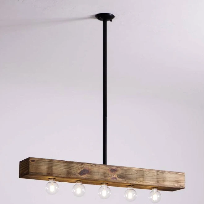 Wood-beam Island Chandelier