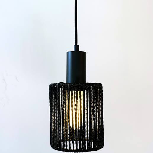 Woven Jute Cylinder Pendant