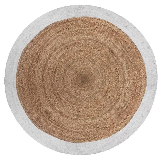 Bordered Round Natural Jute Braided C...