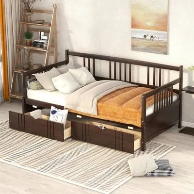 Solid Wood Twin Daybed with Storage D...