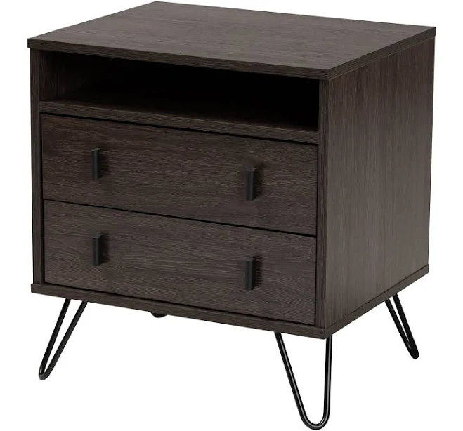 Baxton Studio Glover 2 Drawer Nightstand