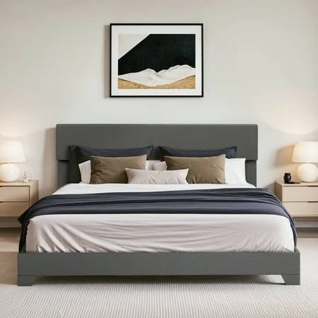 Einfach King Upholstered Platform Bed...