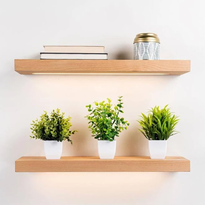 Rustic Alder LED Floating Shelf