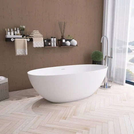 Pocci 65-in Matte White Stone Resin F...