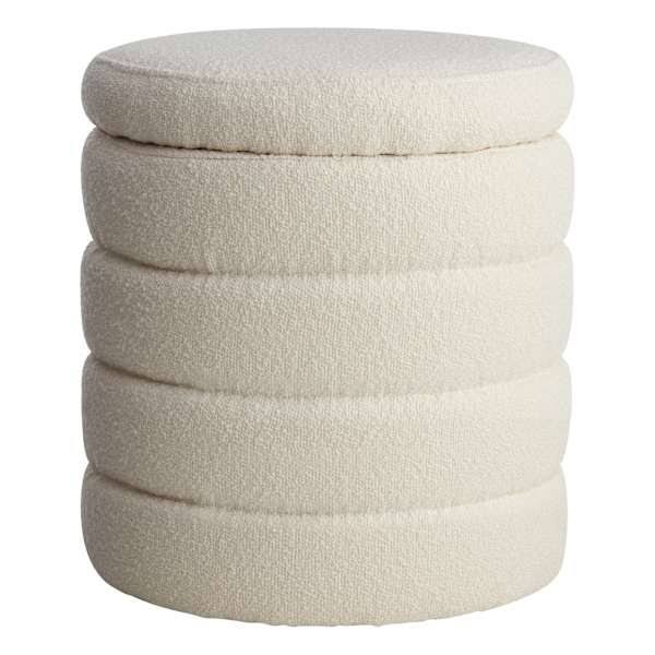 At Home Pax Boucle Round Storage Ottoman