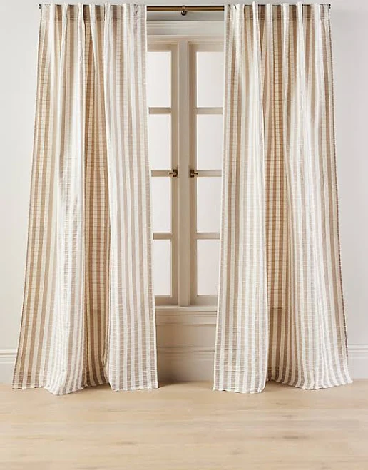 Cotton Woven Stripe Curtain by Anthro...