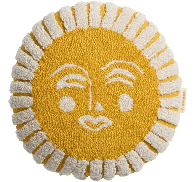 World Market Round Yellow Tufted Sun ...