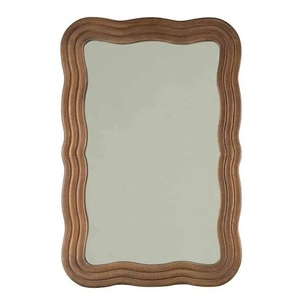 Walnut Wavy Wall Mirror, Brown, sold ...