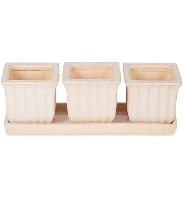 Accent Plus White Square Ceramic Smal...
