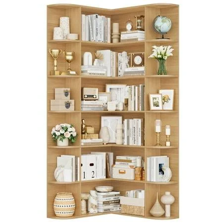 Homfa 73.9 Tall Corner Bookcase, 6 Ti...