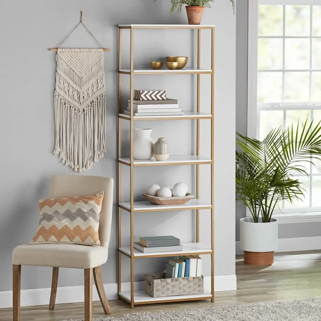 Mainstays 6-Shelf Metal Frame Bookcase