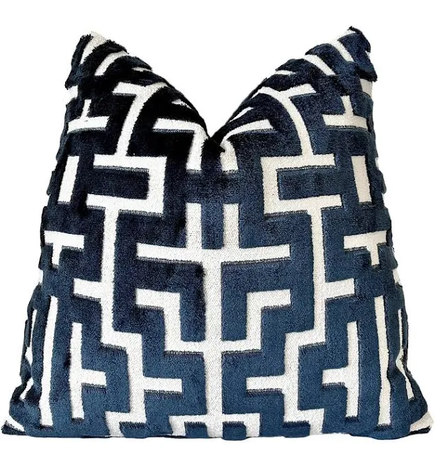 Myriad Navy Graphic Velvet Throw Pill...