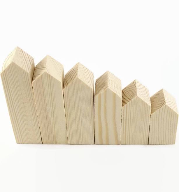 Set of 6 tiny wooden houses. Unfinish...