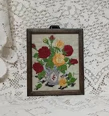 Small Floral Embroidery Picture Red Y...